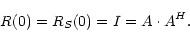 \begin{displaymath}%
R(0)=R_S(0)=I=A\cdot A^H.
\end{displaymath}