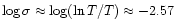 $\log\sigma\approx\log(\ln T/T)\approx-2.57$
